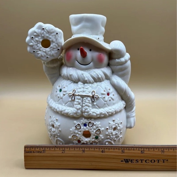 Living Home Christmas Porcelain Snowman Tealight Holder - Picture 8 of 12